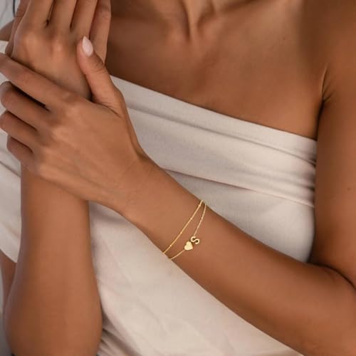 M MOOHAM Heart Initial Bracelets for Women Teen Girls, Letter A-Z Bracelet - image 5