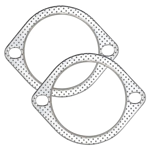 Image of 3.5 Inch 90mm Exhaust Gasket 2 Bolt for Muffler Flange Manifold High Temperature Graphite w /Fire Ring 2 Pcs