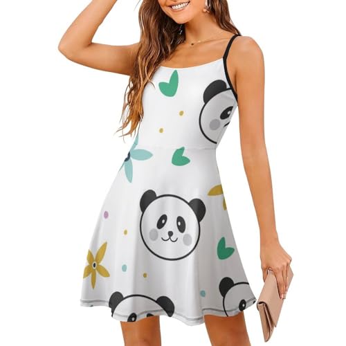 Robe de plage panda mignon femme : tenue de vacances légère sans manches pour le soleil