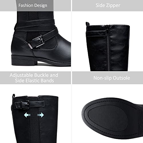 Vepose Women's Riding Knee High Boots Calf Tall Stretch Retro Low Heel 952 Boots with Zipper4