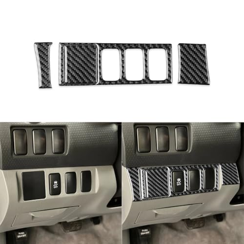 UOADA Car Real Carbon Fiber Rearview Mirror Control Adjust Panel Frame Trim Cover Decor Sticker Compatible with Tacoma 2009 2010 2011 2012 2013 2014 2015 Style A Black