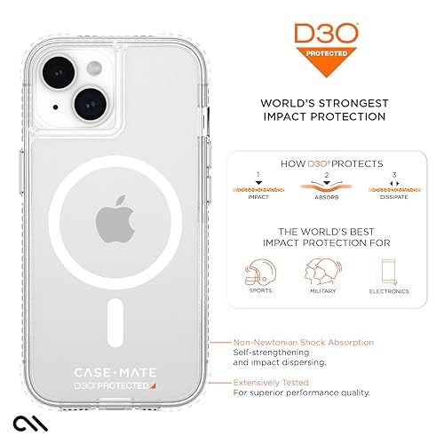 Case-Mate Tough Clear iPhone 15 Plus Case [16ft D3O Drop Protection] [Compatible with Magsafe] Slim Phone Case for iPhone 15 Plus 6.7", Shockproof Materials, Anti Yellowing, Anti Scratch Technology - image 9
