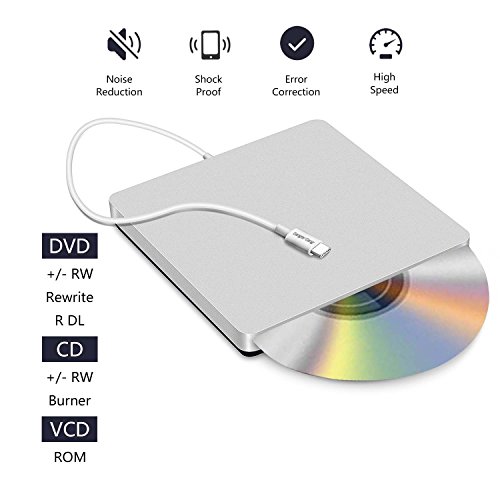 Tengertang usb-c super external drive, portable external CD/ dvd-rw Writer/Player/Burner for the latest macbook/ asus/ asus/ dell latitude/macbook Pro (silver)