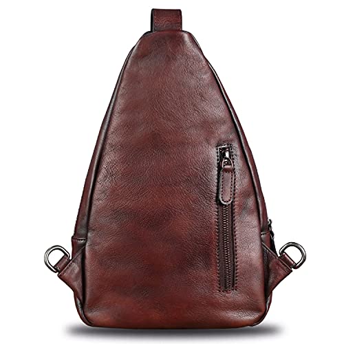 Genuine Leather Sling Bag for Men and Women Vintage Real Leather Sling Backpack Shoulder Crossbody Bag Chest Bag3