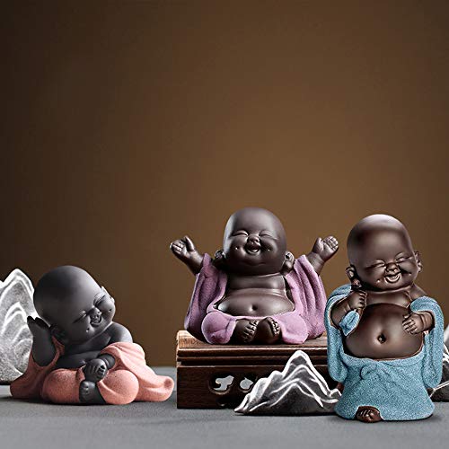 Estatua Decorativa Cerámica Buda Bebé Morado 6.8 cm miniatura 7