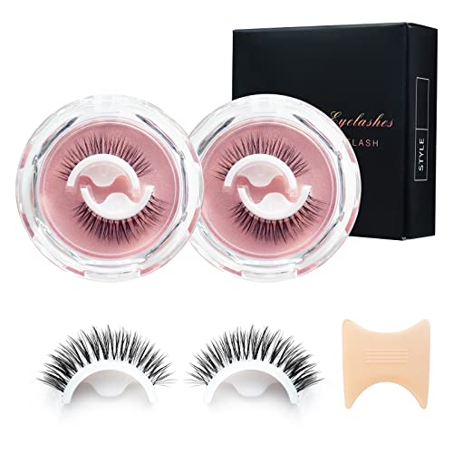 Reusable Self-Adhesive Eyelashes Without Glue or Eyeliner, Natural Multiple Reversible Glue-Free Eyelashes, Makeup Thick Fake Eyelashes, Long Extension Lashes No Glue (2 Pair) (LONG)