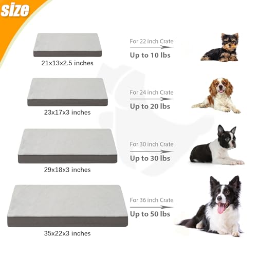 Image of KSIIA Orthopedic Dog Bed for Small Dogs with Waterproof Lining, Grey, 21x13 | Deluxe Soft Plush Dog Crate Bed, Washable Pet Mat with Removable Cover & Egg Crate Foam for Small Dogs Sleeping & Relaxing