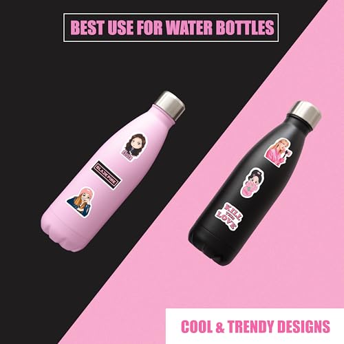 Image of FlyBuyHub Black Pink Aesthetic Vinyl Journal Stickers for Phone Case, Laptop, Notebook, Dairy, Water Bottle, Etc Self-Adhesive Stickers Set of 50 Glossy and Waterproof Stickers (Blackpink)