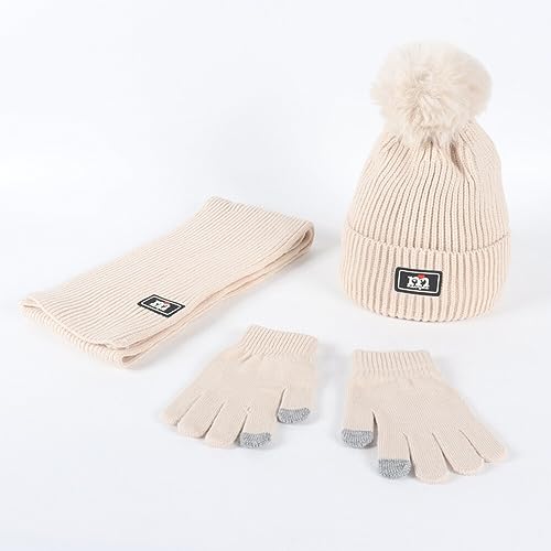Unisex Winter Warm Knitted Scarf Beanie Hat and Gloves Set for Kids Toddler Children Boys and Girls 1-8 Years Old3