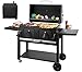 Large Charcoal BBQ Barbecue Grill with Side Tables, Barbeque Grill Outdoor Waterproof Cover, Dual Height Adjustable Charcoal Trays & Temperature Gauge Barbecues Smoker