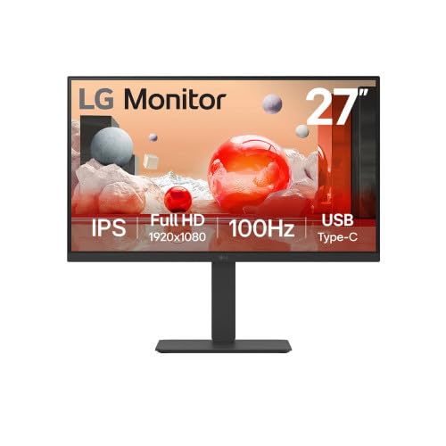 LGMonitor 27BA650 - FHD 1080p IPS 27 inch, 100Hz, 5ms, Office Display, Built-in Power/KVM/Speakers, USB-C, USB Hub, D-Sub, HDMI, DisplayPort, Matte Black