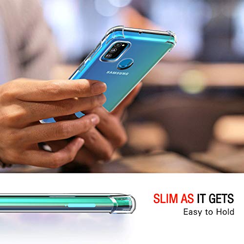 Image of Lustree Back Cover Transparent Case Compatible with Samsung Galaxy M11 | Clear + TPU Case with 4 Corner Air Cushion Protection & Camera Protection | Slim& Stylus Cover