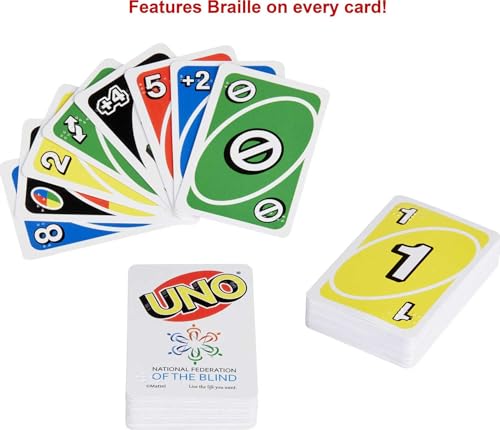 UNO Braille Family Card Game for Blind and Low Vision Players, with 112 Card Deck and Instructions Makes a Great Gift for Kids Ages 7 Years and Older – Bild 5