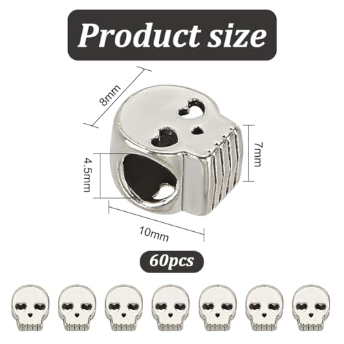 GOMAKERER 60 Pcs Alloy Skull Beads - Image 2