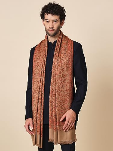 Image of Zamour Faux Pashmina Soft Jamawar Woven Jacquard Shawl for Men