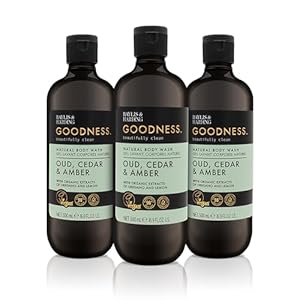 Baylis & Harding Goodness Oud, Cedar and Amber Body Wash, 500 ml (Pack of 3) – Vegan Friendly