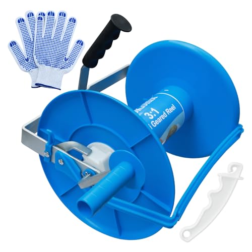 3:1 Geared Electric Fencing Reel Integrated Wire Guide for Constant Tension & Auxiliary Unwinding Handle - Heavy Duty Farm Garden Livestock Fencing