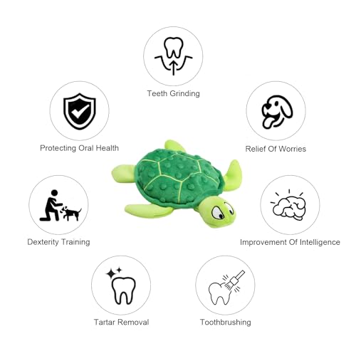 TNSLAND Juguete interactivo para perros, juguete interactivo para cachorros, juguete masticable para perros de peluche de 25 cm, tortuga para perros pequeños y medianos - imagen 3