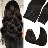 GOO GOO Clip in Hair Extensions Real Human Hair, Remy Human Hair Extensions Clip ins for Women, Natural Human Hair, 20inch 150g 9Pcs, 2 Dark Brown