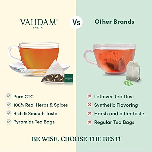 VAHDAM Sweet Cinnamon Masala Chai (15 Pyramid Tea Bags) Non-GMO, 100% Natural Spices | Ancient Cinnamon Recipe | Spiced Chai Tea Bags, Brew Hot or Iced