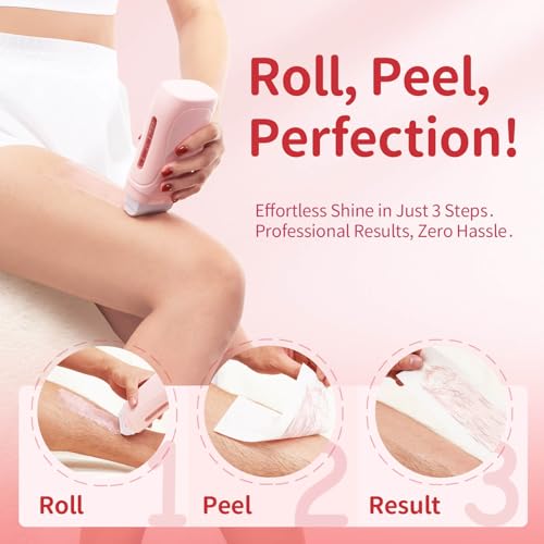 Waxfans Roll on Wax Kit, Waxing Kit for Women and Men, Wax Roller Waxing Kit for All Skin Types, Roll on Waxing Kit for Hair Removal, with Honey and Rose Wax Cartridges & 50 Pcs Wax Strips