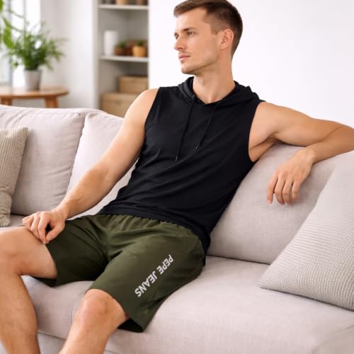 Image of Pepe Jeans Men's Solid Poly Blend Regular Fit Active Shorts | Comfortable Sportswear for Gym, Running, Training & Leisure Wear | Breathable Quick-Dry Fabric | Elastic Drawstring Waist | Zip Pockets