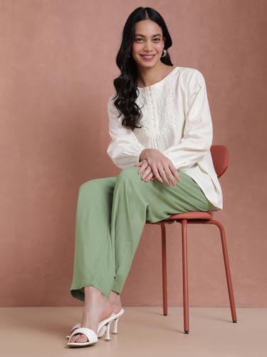 Image of TWIN BIRDS Women Viscose Kurti Pants | Straight Fit Ethnic Daily Trousers