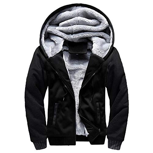 Men's Pullover Winter Cardigan Jackets Hooded Fleece Stand-Up Collar Wool Warm Thick Coats