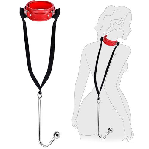Yadonis BDSM Bondage Halsband Set mit Metall Analhaken SM Restraints Anal Plug Hook Sexspielzeug für Paare Extrem Sex Einstellbar Fetisch Rollenspiele Buttplug Leash Collar Fesselset Frauen Männer