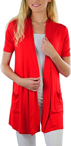 Image of ToBeInStyle Womens Open Front Casual Shrug Lightweight Layering Cardigan Sleeveless or Short Sleeve
