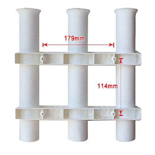 Triplespark Hengelhouder met 3 vakken, rek/palen, aan de zijkant bevestigd, alle accessoires zijn inbegrepen (wit) voor boot, kajak, muur. - Image 5