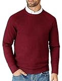 COOFANDY Men's Crewneck Sweater Classic Pullover Sweaters Lightweight Crew Neck Dressy Sweaters Soft Casual Christmas Sweater Red