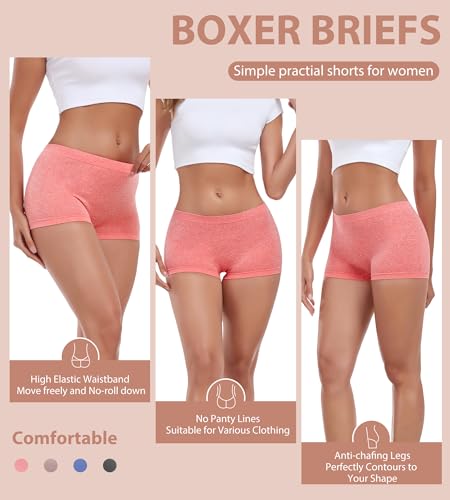 Womens Boys Shorts Underwear Seamless Full Coverage Briefs Soft Stretch Boxer Shorts For Women Multipack2