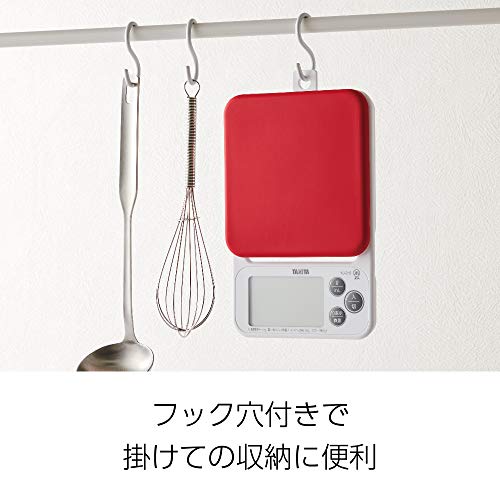 Tanita Kj-212 Rd Cooking Scale, Kitchen Scale, Cooking With Silicone Cover, Digital, 4.4 Lbs (2 Kg), 0.04 Oz (0.1 G), Red, Washable Cover #TOP6