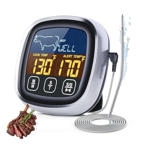 Fleischtemperaturanzeige - Digitales Messgerät | Messgerät zum Messen des Temperaturmessgeräts der Küche, wasserdicht, zum Kochen von Fleisch,...