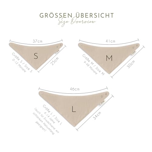 ARTEE 30 Farben 3 Größen Personalisiertes Halstuch Dreieckstuch aus Musselin Gaze 100% Baumwolle für Babies und Kleinkinder, mit Namens Personalisierung aus OekoTex zertifiziertem Druckmaterial