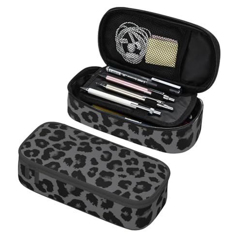 Image of Leopard Print Pencil Case Aesthetic Large Capacity Pen Pouch | Storage Bag with Compartments for Travel School Office Organizer