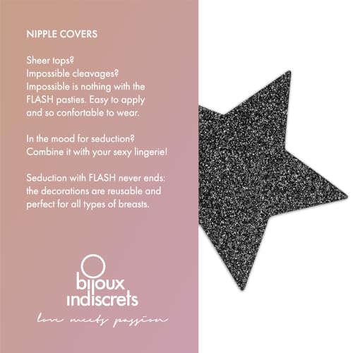 Image of Bijoux Indiscrets FLASH Pasties - Glitter Reusable Nipple Covers for Women - Self-Adhesive Body Jewelry for Any Occasion