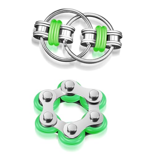 Fahrradkette, Fidget-Spielzeug-Set, 6 Rollenkette und Schlüsselkette für ADHS, ADD, Autismus, Angstlinderung für Erwachsene und Jugendliche