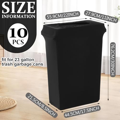 Image of Windyun 10 Pcs 23 Gallon Spandex Stretchable Trash Can Cover Wedding Party Fundraiser Decorations for Home Garden (Not Include Trash Can) (Black)