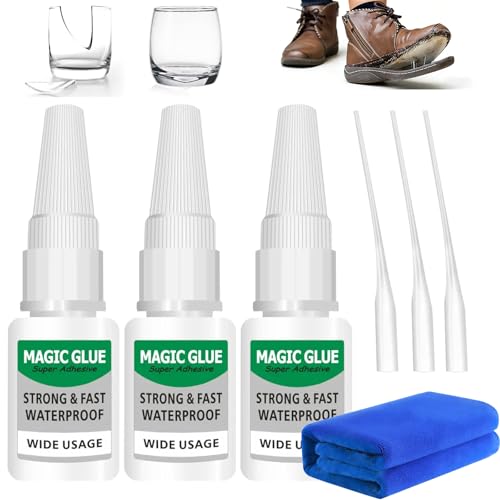 Magic Glue Magic Glue Strong & Fast Waterproof 2026 New Strong Adhesive Fast Drying for Wood Rubber Leather Plastic Metal Rhinestone Jewelry DIY Crafts (3pcs)