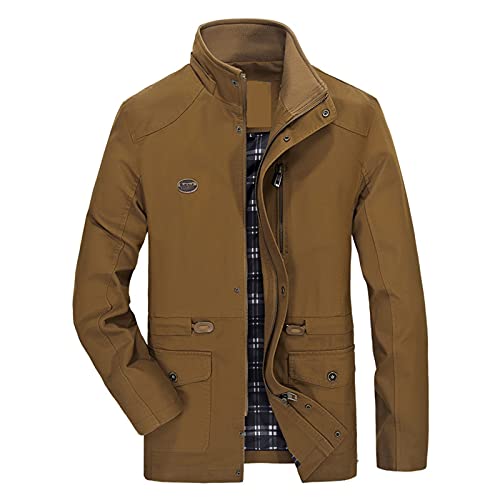 Polares para Hombre, Abrigo con Forro de celosía para Hombre, Botones, Color sólido, Suelto, con Capucha, Desmontable, Informal, Talla Grande, Chaqueta Larga con Bolsillos (Yellow, XXL)