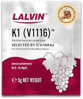 Lalvin K1-V1116 Wine Yeast (5 Pack) - Make Wine Cider Mead Kombucha At Home - 5 g Sachets - Saccharomyces cerevisiae - Sold by CAPYBARA Distributors Inc.