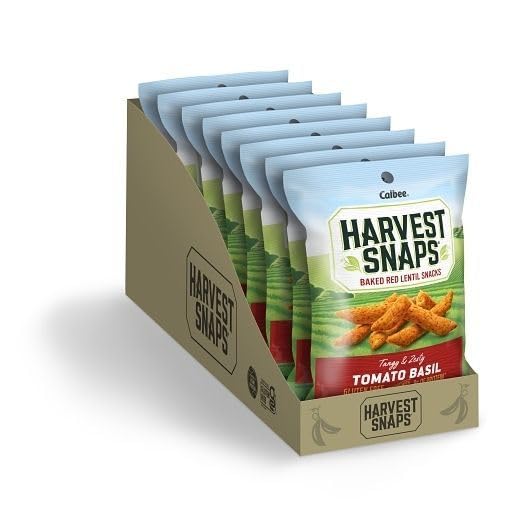 Harvest Snaps Red Lentil Snack Crisps, Tomato Basil, Plant-Protein, Gluten Free & Non-GMO, 1.75 Ounce (Pack of 8)