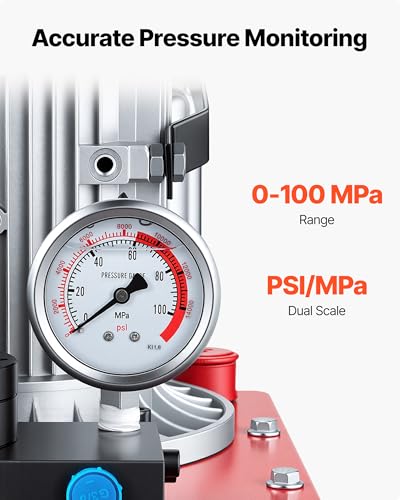 Image of VEVOR Electric Hydraulic Pump, 750W 10,000 PSI, 120V Double Acting Electric Driven Hydraulic Pump Power Pack Unit, with Manual Valve, 2.1 Gallon / 8L, for Punching, Bending, Double Acting Cylinders