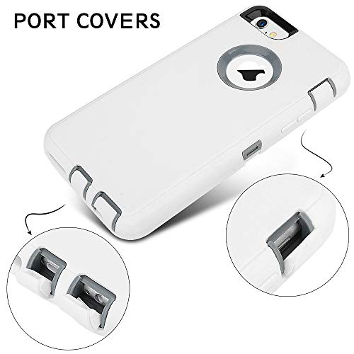 Maxcury Comaptible With Iphone 6 Plus Case, Iphone 6S Plus Case, Heavy Duty Shockproof Series Case For Iphone 6 Plus/6S Plus (5.5") With Built-In Screen Protector Case Cover (White/Gray) #TOP3