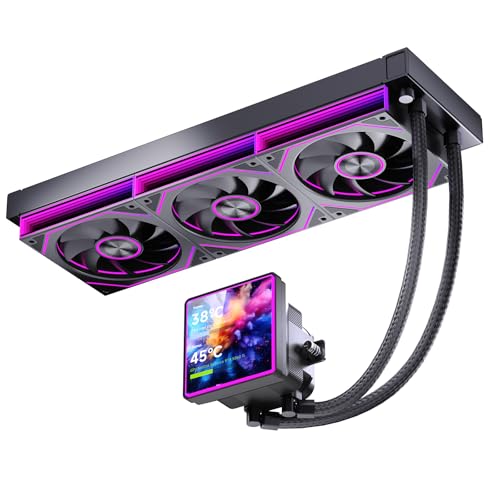 TZMRIT PF360-SE Aio Water Cooling 360 mm with 4 Inch LCD Screen Display, ARGB Infinity Mirror 2000 RPM PWM Fan, for AM4/AM5 & Intel LGA1851/1700 (Black)