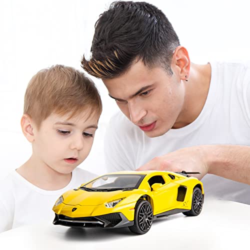Image of Alloy Collectible Lamborghini Toy Vehicle Pull Back Die-Cast Car Model with Lights and Sound-White