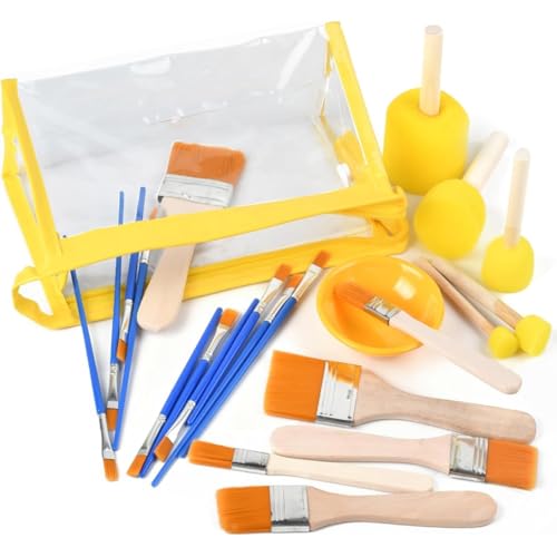 Hipzeepo Kit de Decoupage: Incluye 5 Pinceles de Espuma, 16 Pinceles Suaves y un Recipiente para Pegamento. Ideal para Proyectos de Bricolaje y Manualidades.