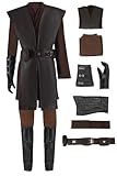 Men's Anakin Skywalker Costume Glove Cosplay Full Set Knight Tunic Belt Halloween Suits (Brown, Medium)